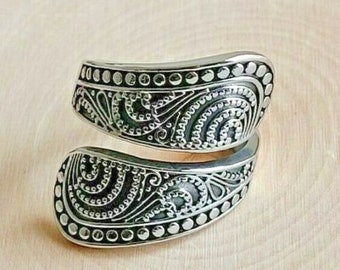 Bohemian Stainless Steel Spoon Ring - Bali Boho Band Ring Swirl