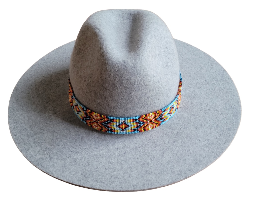 Western Seed Beaded Hat Band Fit Cowboy Hatband Multi Color Star Hat