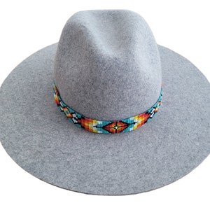 Western Seed Beaded Hat Band Fit Cowboy 0.75" Hatband Turquoise Hat Band ( Only Hatband)