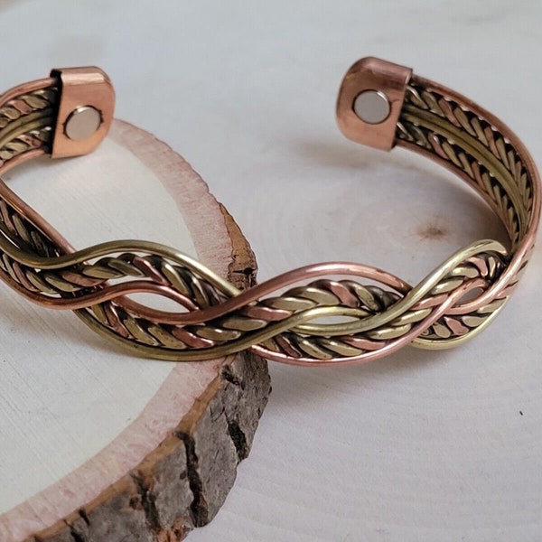 Pure Copper Magnetic Bracelet Arthritis Pain Energy Therapy Cuff Knit II