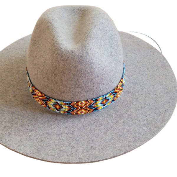 Western Seed Beaded Hat Band Fit Cowboy Hatband Multi Color Hat Band ( Only Hatband)