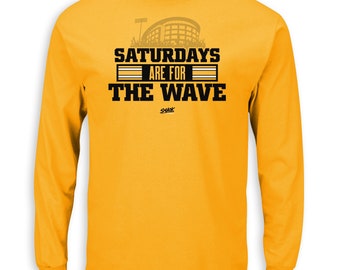 Saturdays Are for the Wave Long Sleeve T-Shirt for Iowa College Fans (SM-5XL)