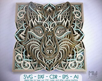 Download Wolf Mandala Svg Etsy