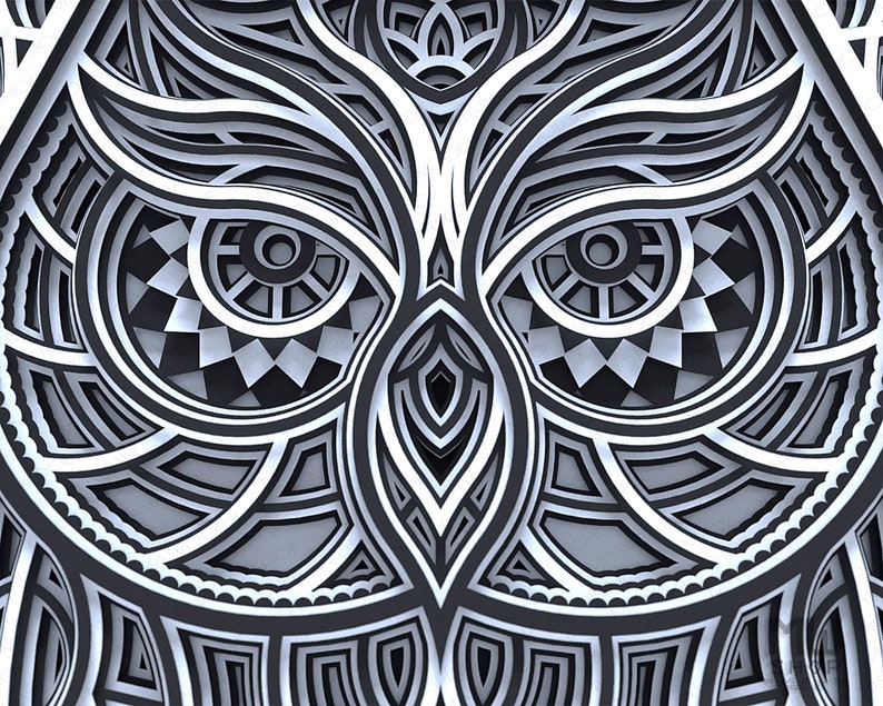 Download M158 3D Owl Mandala For Cutting Flower Mandala SVG Laser ...