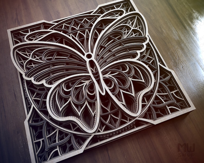 Download A01 Butterfly Mandala DXF for Laser Cut Layered Butterfly ...