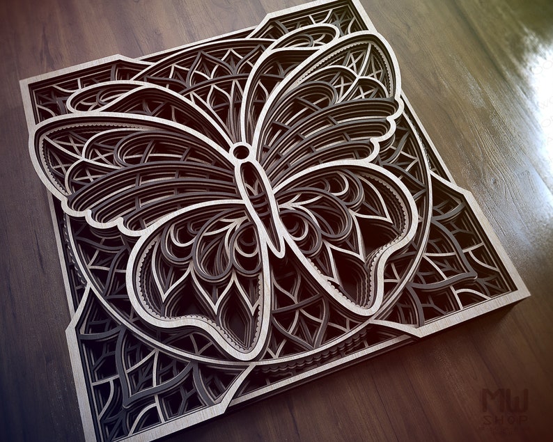 Download A01 Butterfly Mandala DXF for Laser Cut Layered Butterfly ...