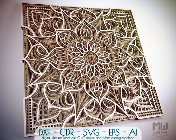 Download M93 Multilayer Mandala Dxf File Laser Cut Dxf Mandala Wall Etsy
