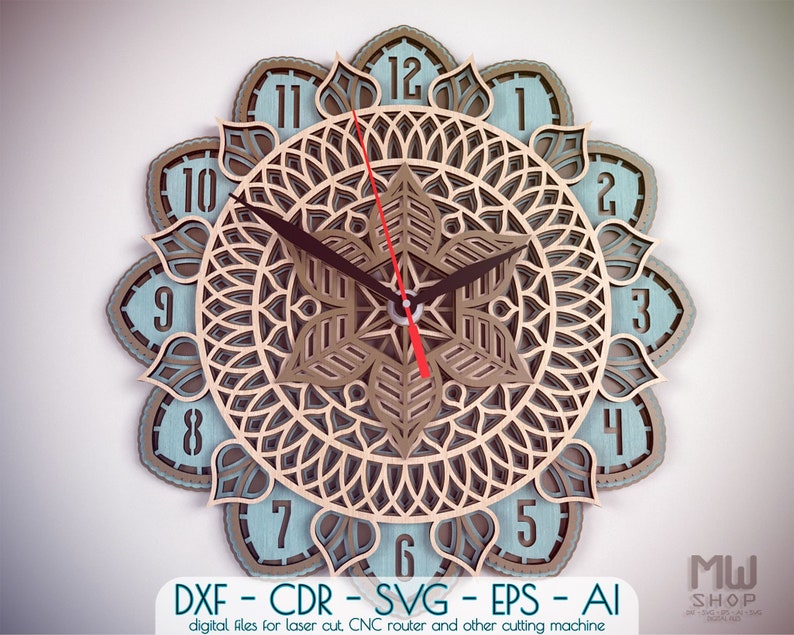 Download Sculpting Forming Carving Whittling Clock For Cnc Wall Clock Svg Laser Cut Mandala Clock Dxf Wooden Wall Clock Dxf File For Laser Cut Laser Cut Template For Clock Macking