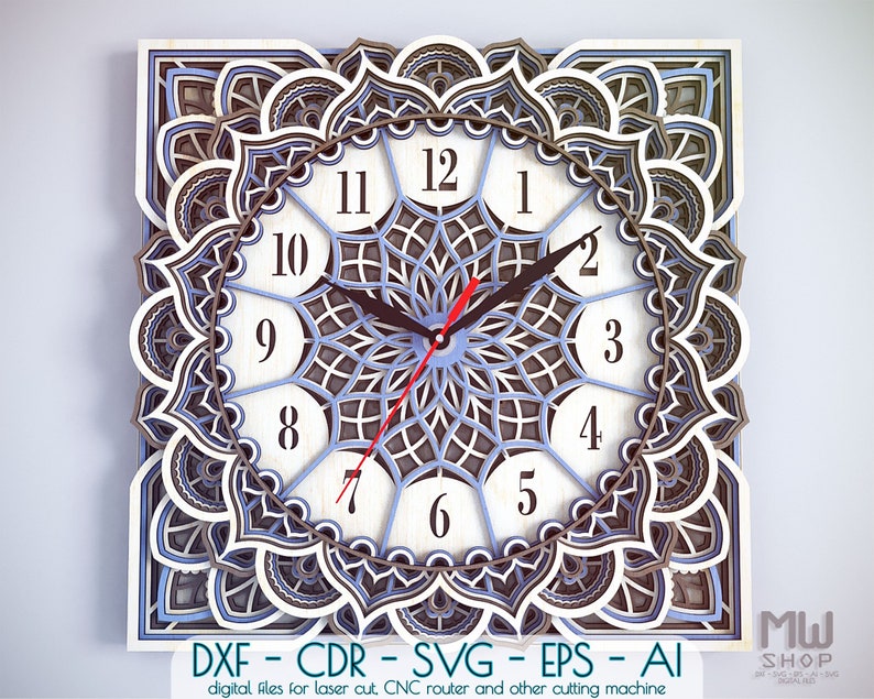Download C11 Wall Clock Dxf File For Laser Cut And Cnc Router Laser Etsy