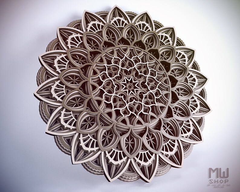 Download Kits How To Craft Supplies Tools Laser Cut Mandala Dxf Pattern Mandala Dxf File For Laser Multilayer Mandala Svg File Mandala Laser Cut Template Flower Mandala Dxf File