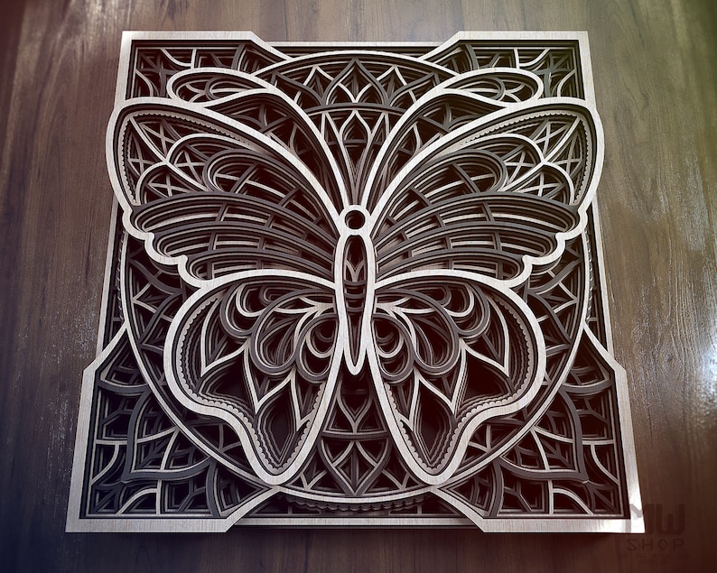 Download A01 Butterfly Mandala DXF for Laser Cut Layered Butterfly ...