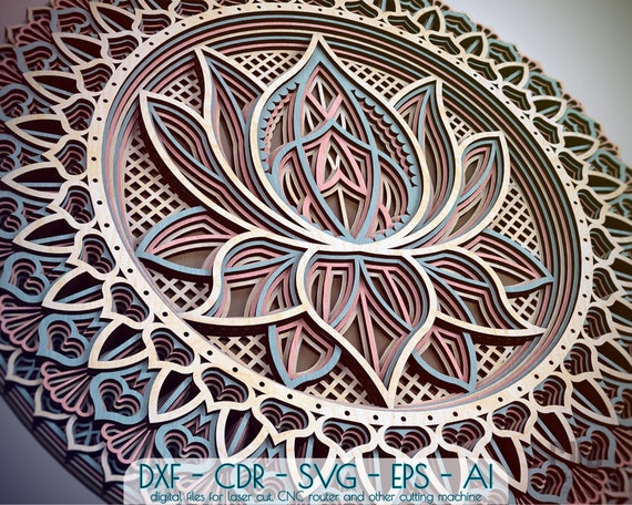 Download M12 Lotus Flower Mandala Dxf File Mandala Dxf File For Etsy