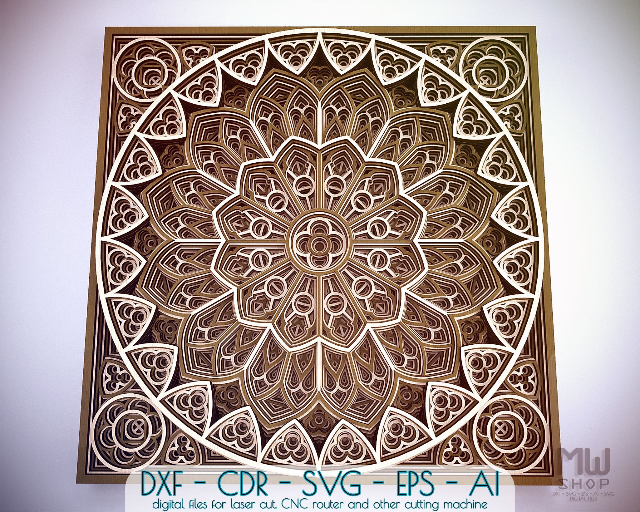 Download M131 Gothic Rose Mandala Dxf File Mandala Dxf File For Etsy