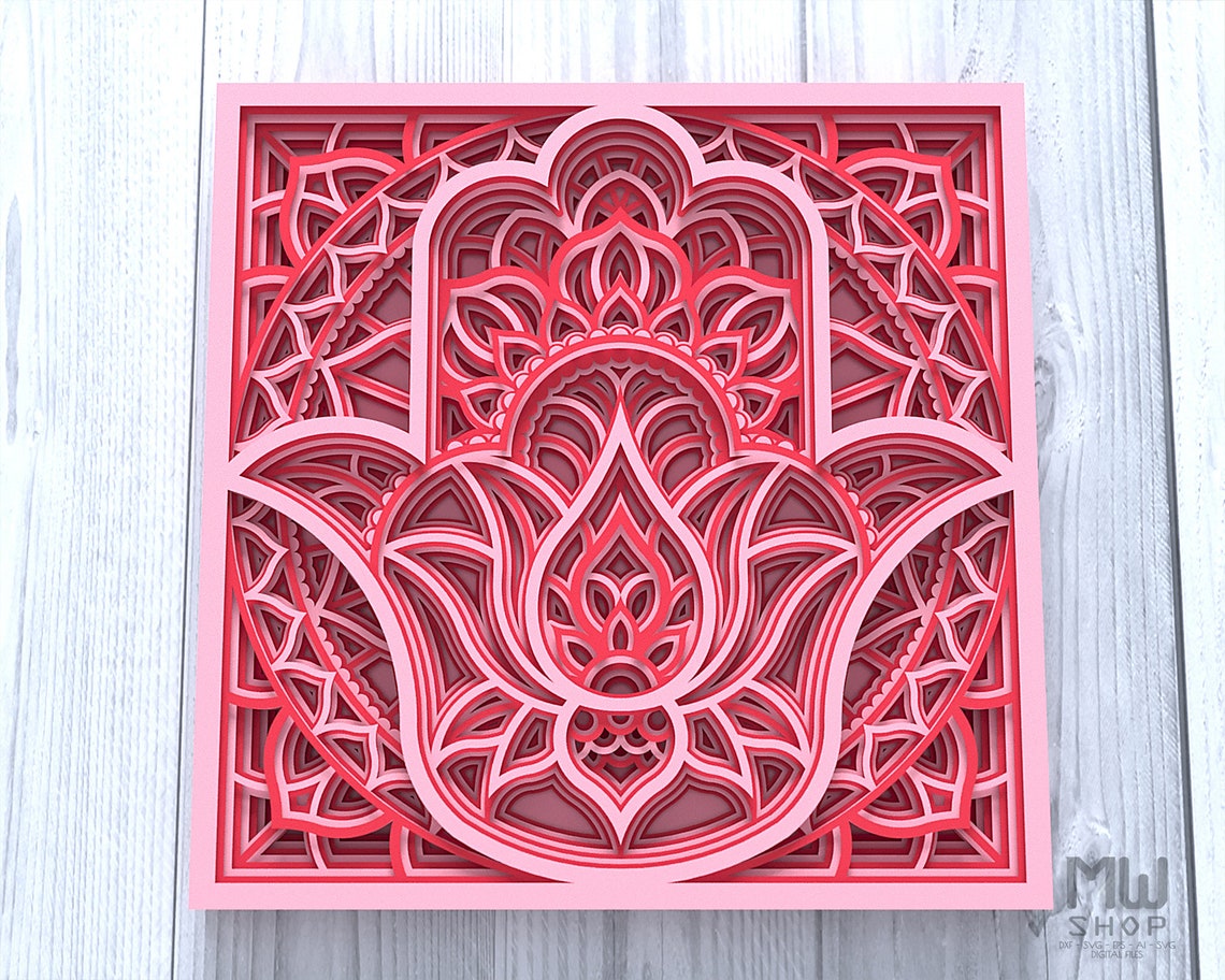 M141 Layered Hamsa Mandala Template Mandala SVG Laser Cut Etsy