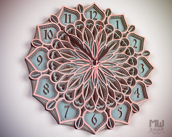 Download C30 Mandala Clock Dxf File For Laser Cut Laser Cut Sacred Etsy