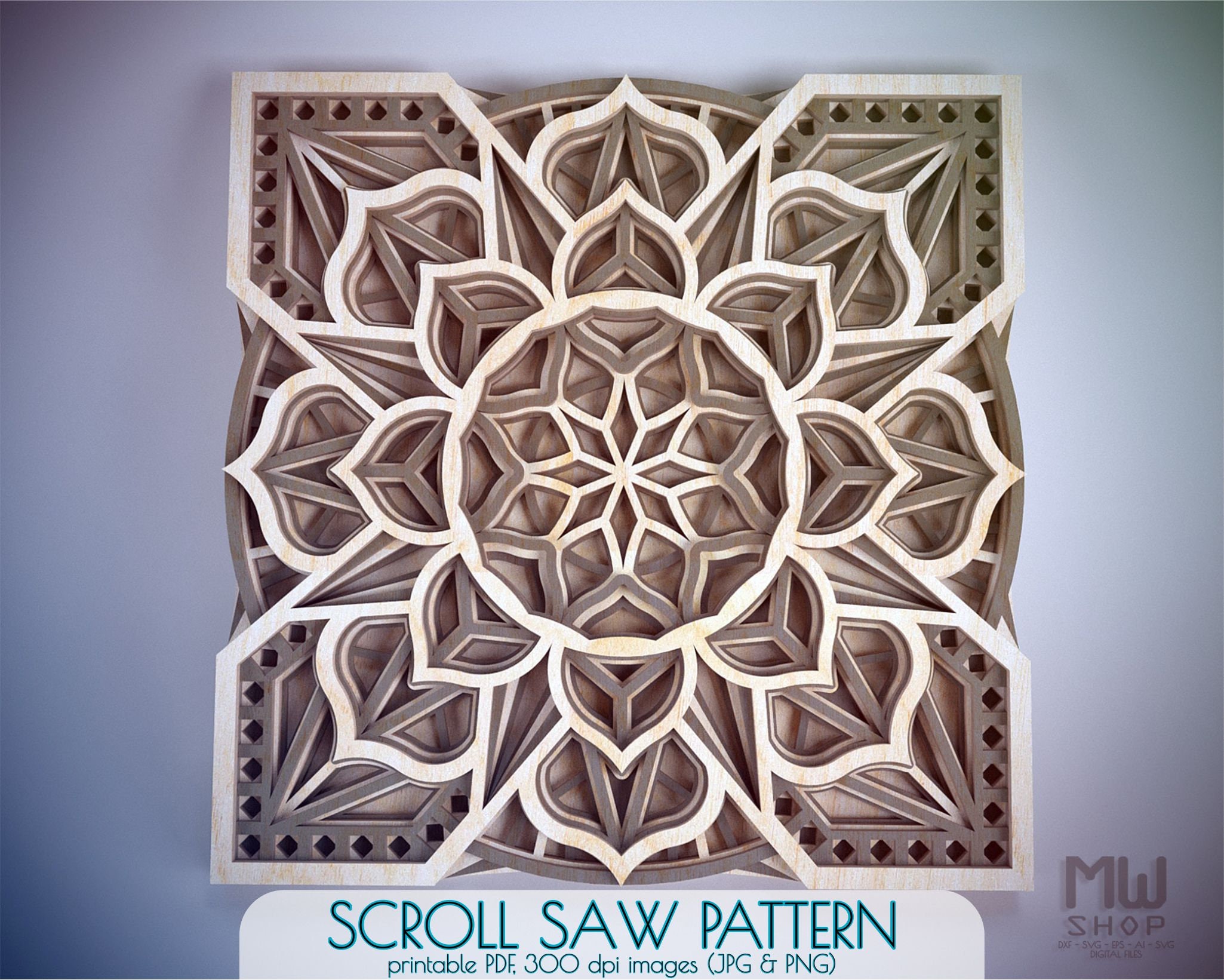S39 Scroll Saw Pattern Mandala Scroll Saw PDF Layered Etsy