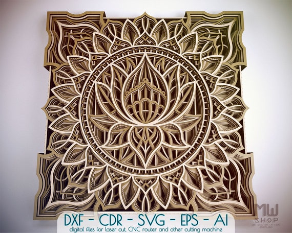 Download M29 Lotus Flower Mandala Dxf File Flower Mandala Svg File Etsy