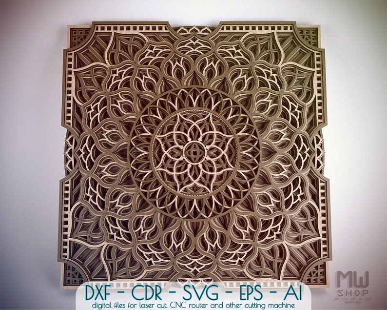 Wall Art Multilayer Mandala Svg file Mandala Laser Cut template Mandala for CNC router Laser Cut DXF Mandala Multilayer Mandala DXF file