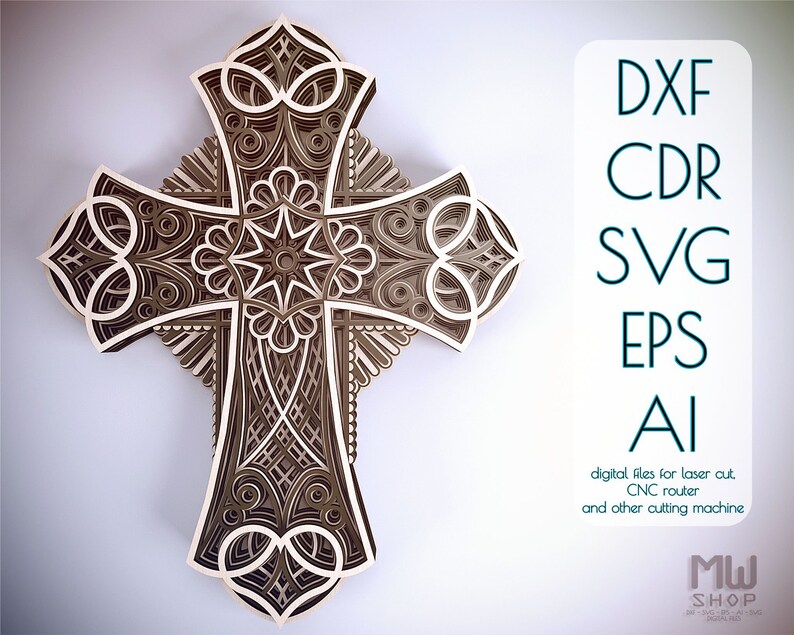 Download Cr05 Layered Cross DXF Cross Cricut Cross Svg Laser Cut | Etsy