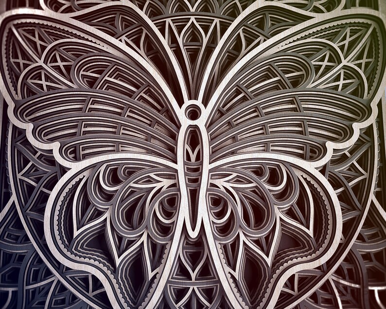 Download A01 Butterfly Mandala DXF for Laser Cut Layered Butterfly ...