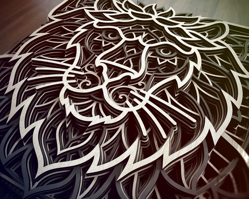 Download A02 Lion Mandala DXF for Laser Cut Layered Lion Laser Cut ...
