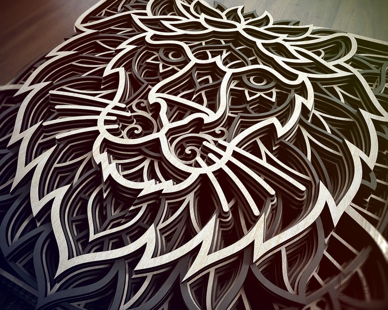 Download A02 Lion Mandala DXF for Laser Cut Layered Lion Laser Cut | Etsy