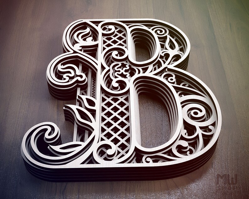 Layered Letter B DXF Alphabet Letter B Wall Art Multilayer - Etsy