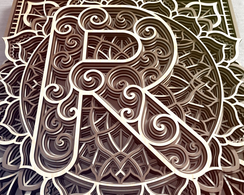 mandala letter r dxf alphabet letter r mandala letter svg etsy