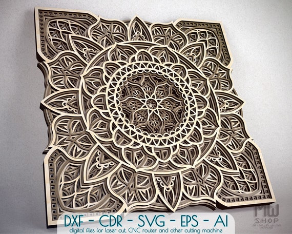 Download M06 Multilayer Mandala Dxf File Laser Cut Dxf Mandala Wall Etsy