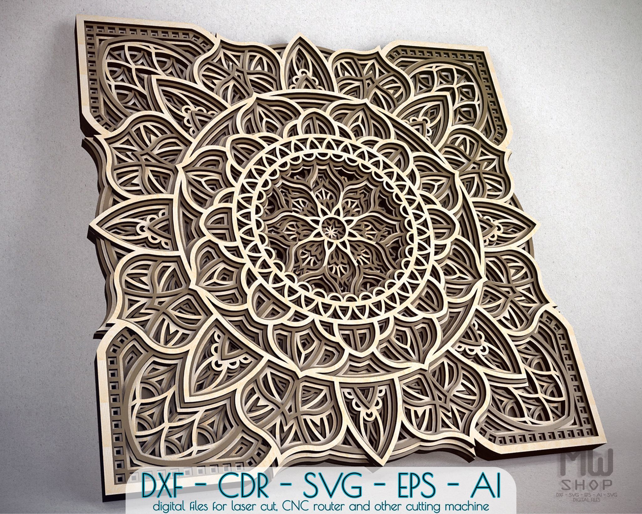 Download M06 Multilayer Mandala Dxf File Laser Cut Dxf Mandala Wall Etsy