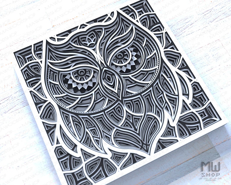 Download M158 3D Owl Mandala For Cutting Flower Mandala SVG Laser ...