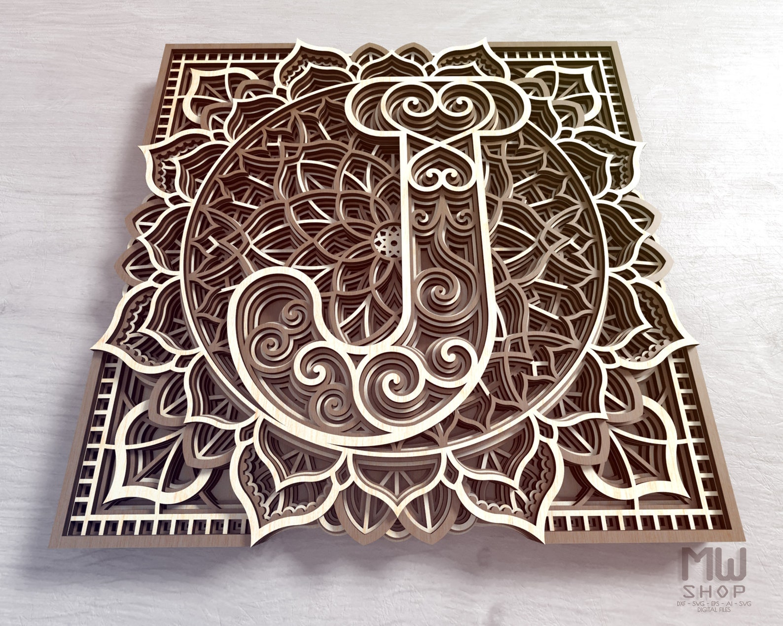 Mandala Letter J DXF Alphabet Letter J Mandala Letter SVG | Etsy