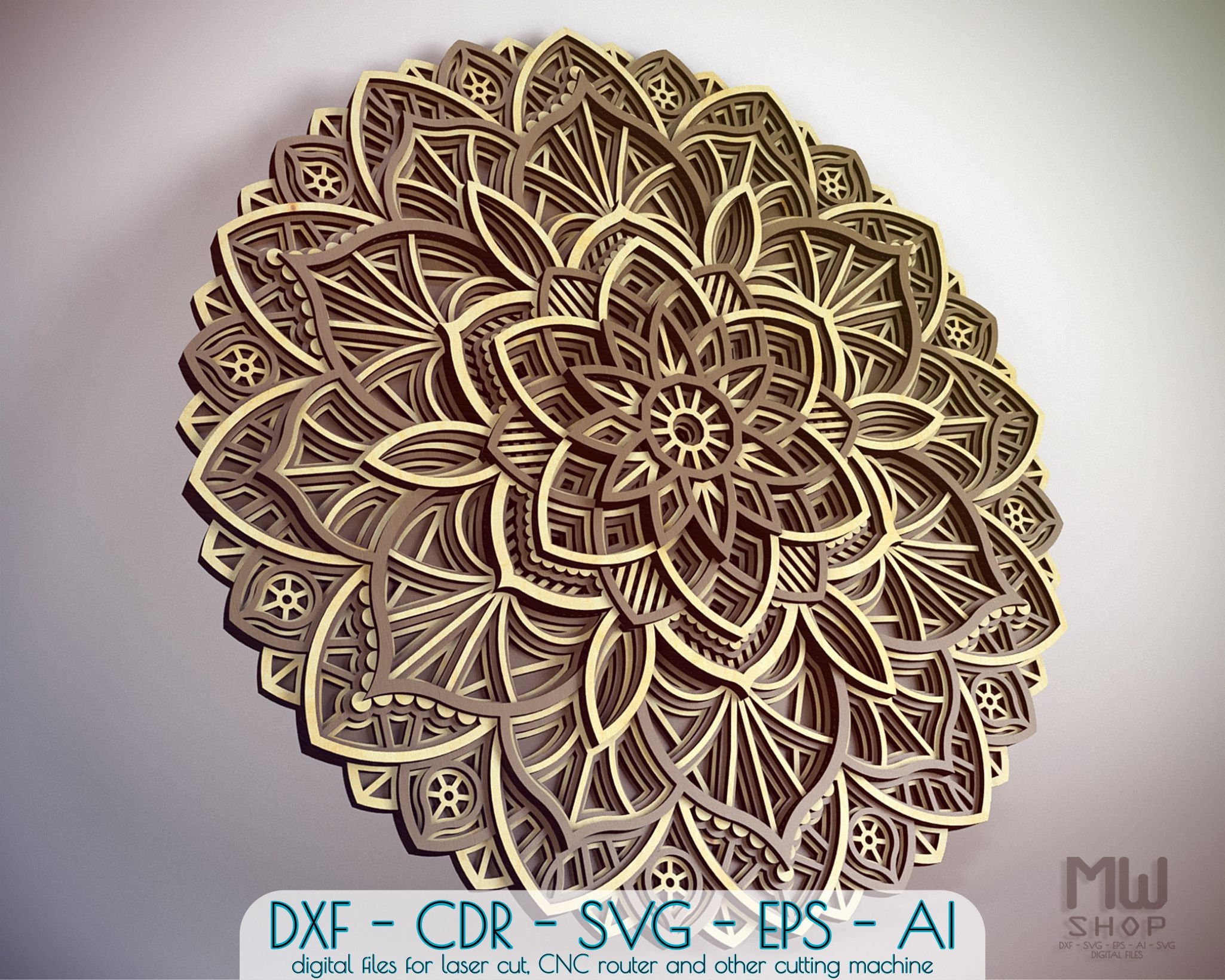 Download M20 Multilayer Mandala Dxf File Laser Cut Dxf Mandala Wall Etsy