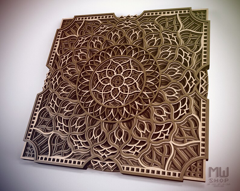 Wall Art Multilayer Mandala Svg file Mandala Laser Cut template Mandala for CNC router Laser Cut DXF Mandala Multilayer Mandala DXF file