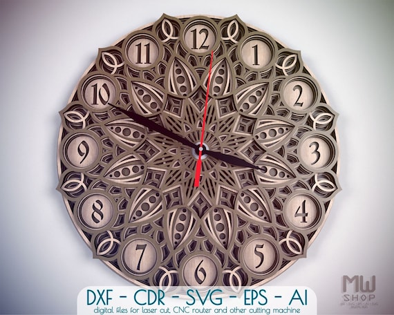 Download C28 Wall Clock Dxf File For Laser Cut And Cnc Router Laser Etsy