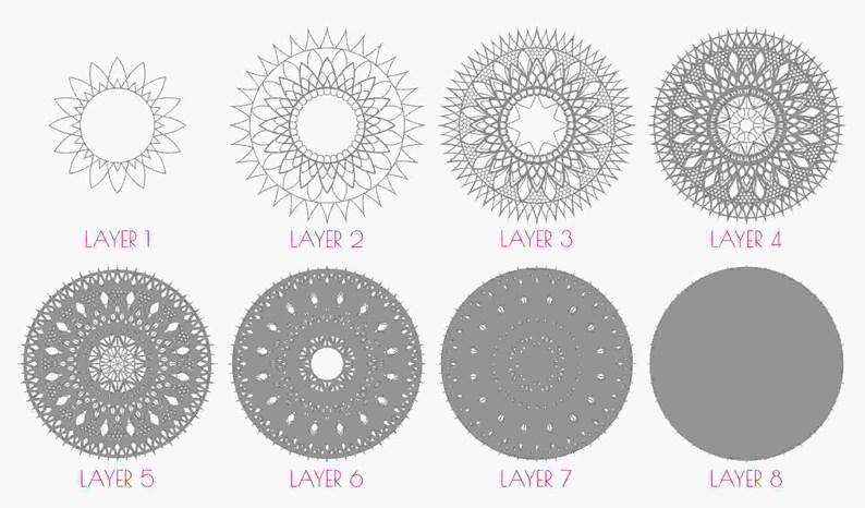 Download Laser Cut Dxf Mandala Multilayer Mandala Dxf File Wall Art Multilayer Mandala Svg File Mandala Laser Cut Template Mandala For Cnc Router Craft Supplies Tools Carving Whittling