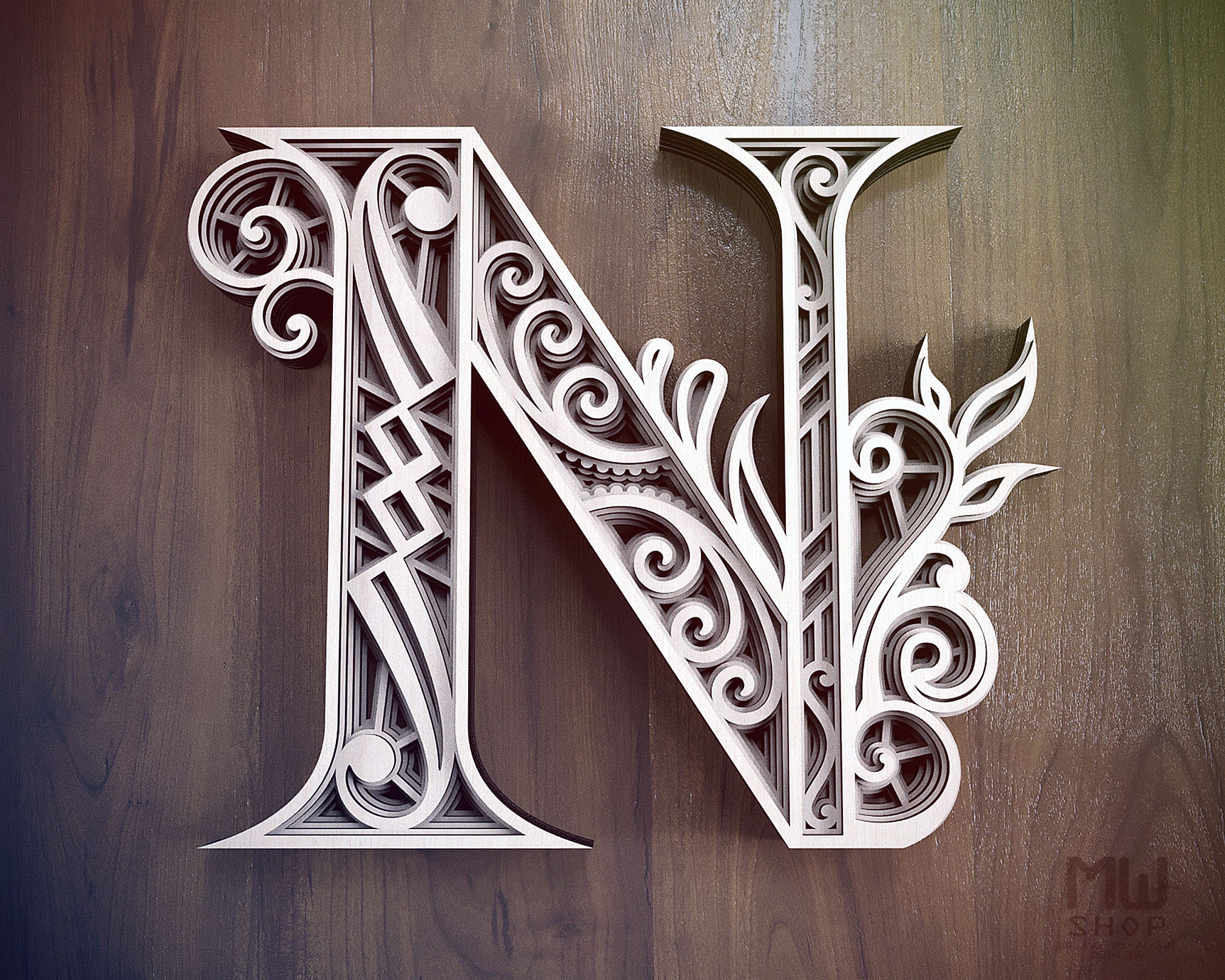 Layered Letter N DXF Alphabet Letter N Wall Art Multilayer Etsy