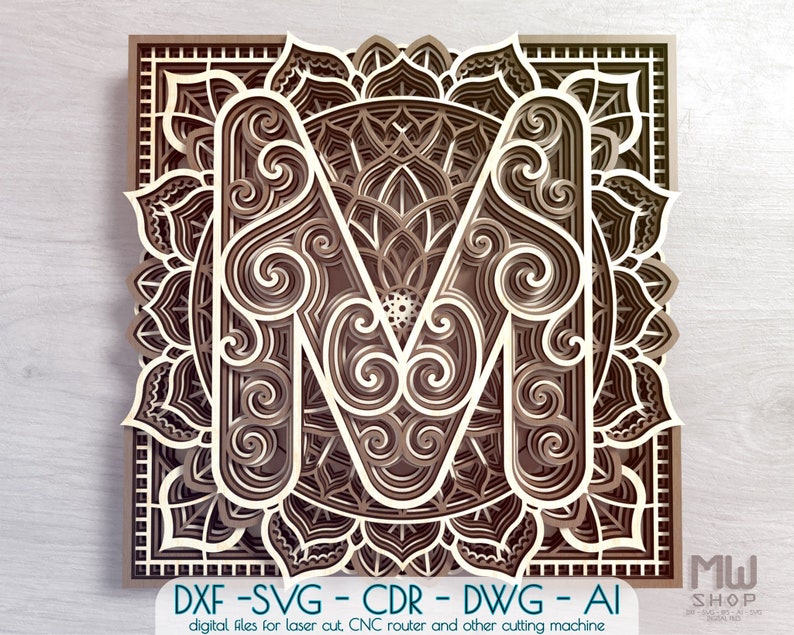 Download Mandala Brief M DXF Alphabet Buchstabe M Mandala Brief SVG ...
