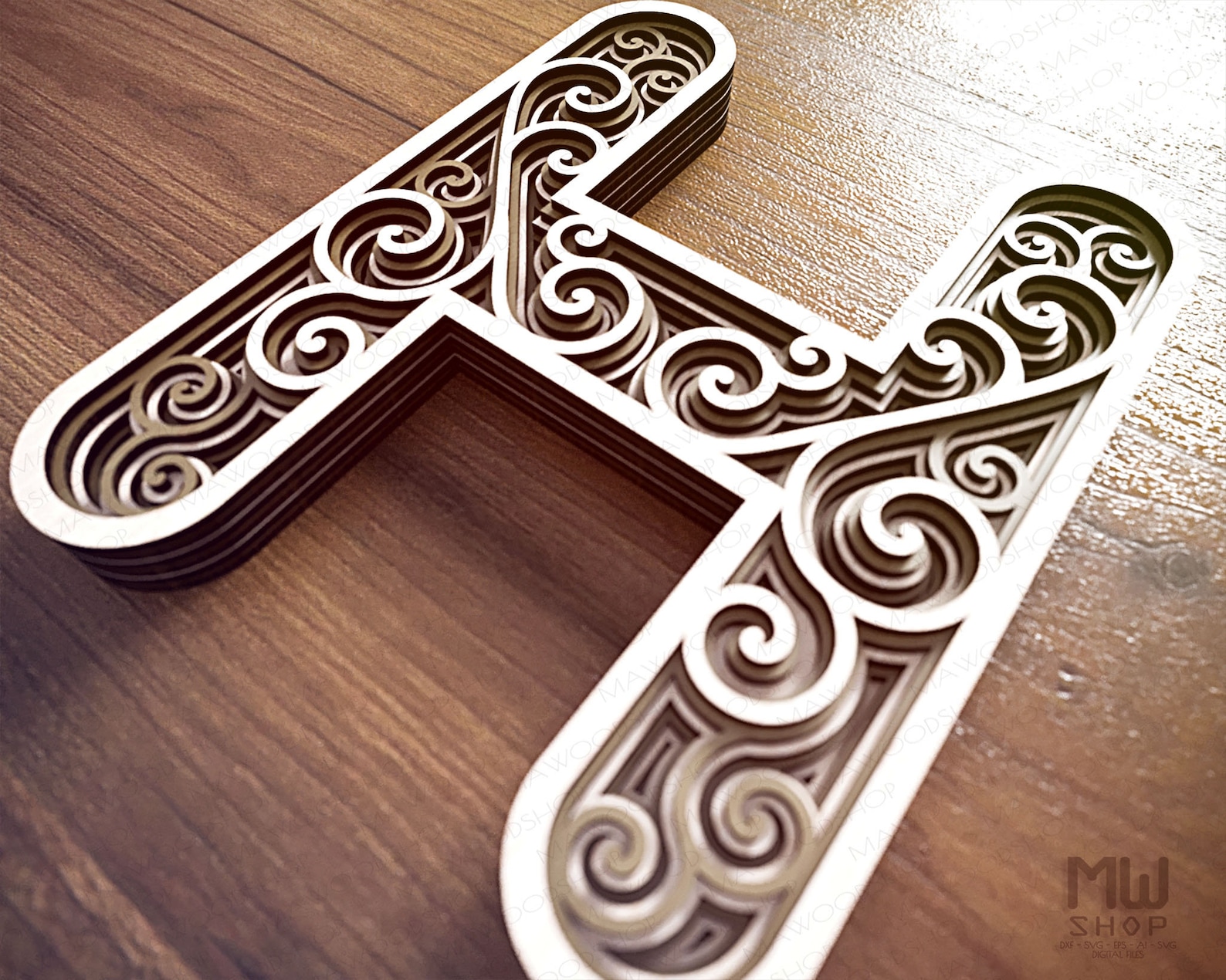 Download Layered Letter H 3D Letter H svg 3d layered mandala SVG | Etsy