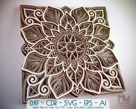 Download M96 Multilayer Mandala Dxf Laser Cut Dxf Mandala Wall Art Etsy