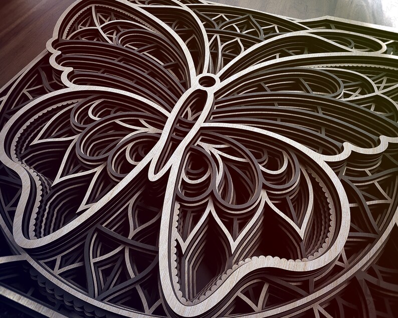 Download A01 Butterfly Mandala DXF for Laser Cut Layered Butterfly ...