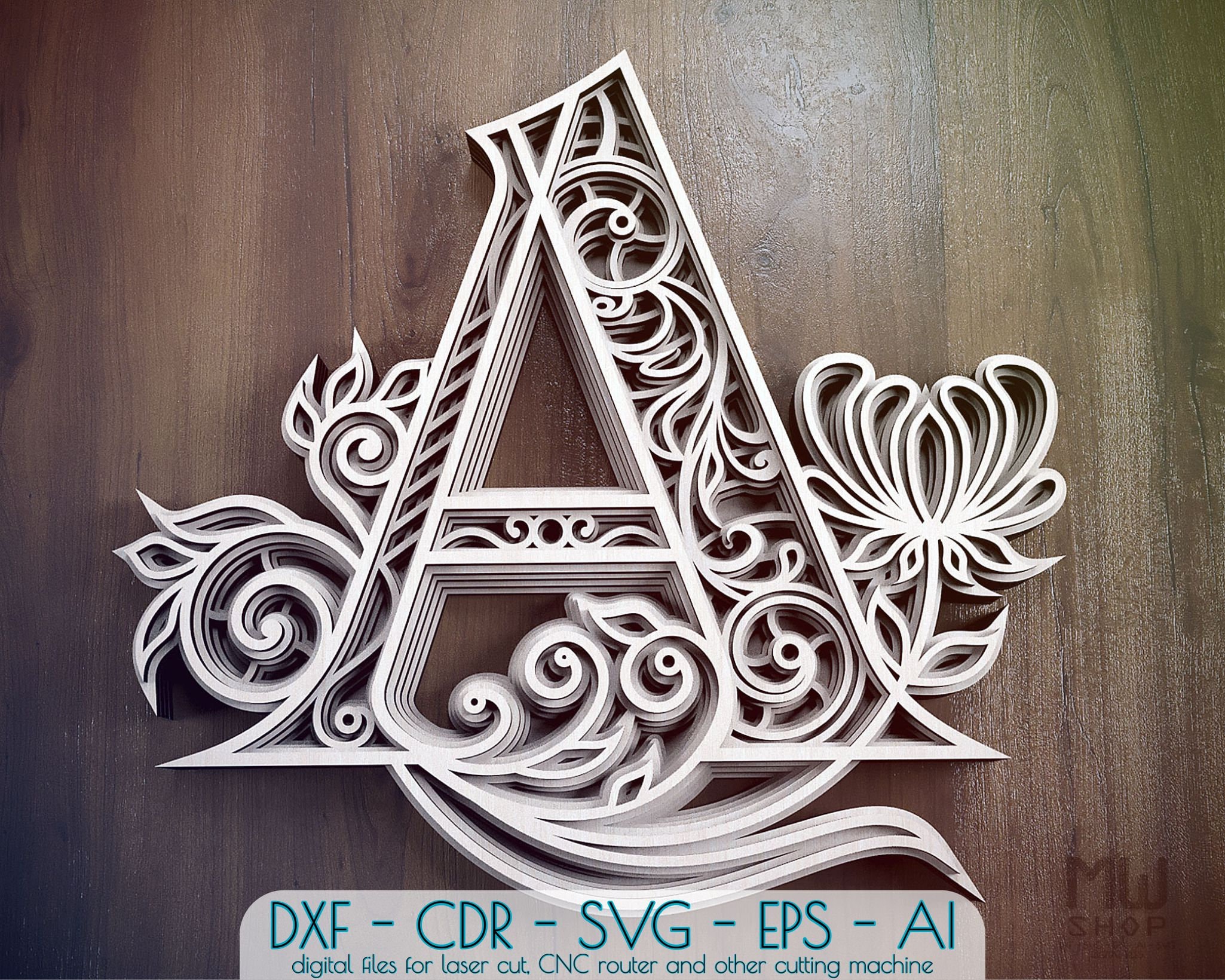 Download Layered Letter A Dxf Alphabet Letter A Wall Art Multilayer Etsy