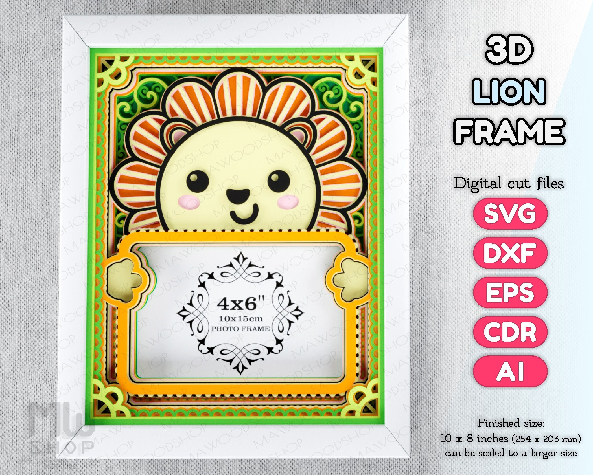 3D SVG Lion Frame 3D Layered Lion Frame SVG DXF Lion Photo Etsy