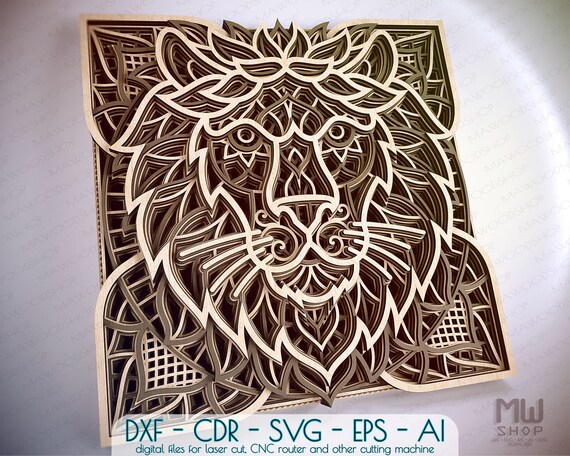Download Layered Lion Svg 3d Lion Mandala Cricut Lion Svg Laser Cut Etsy