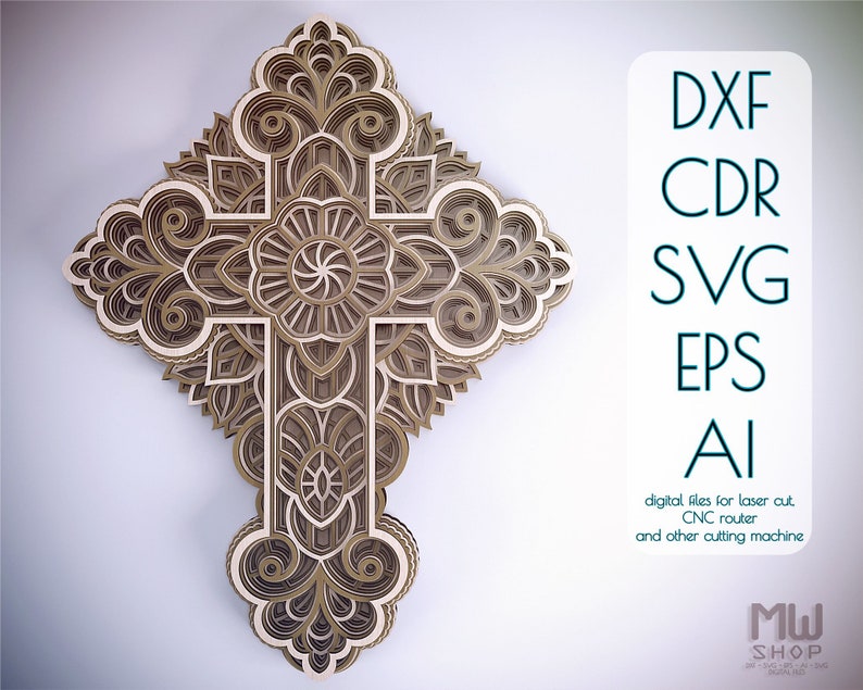 Download Cr08 Layered Cross DXF Cross Cricut Cross Svg Laser Cut | Etsy
