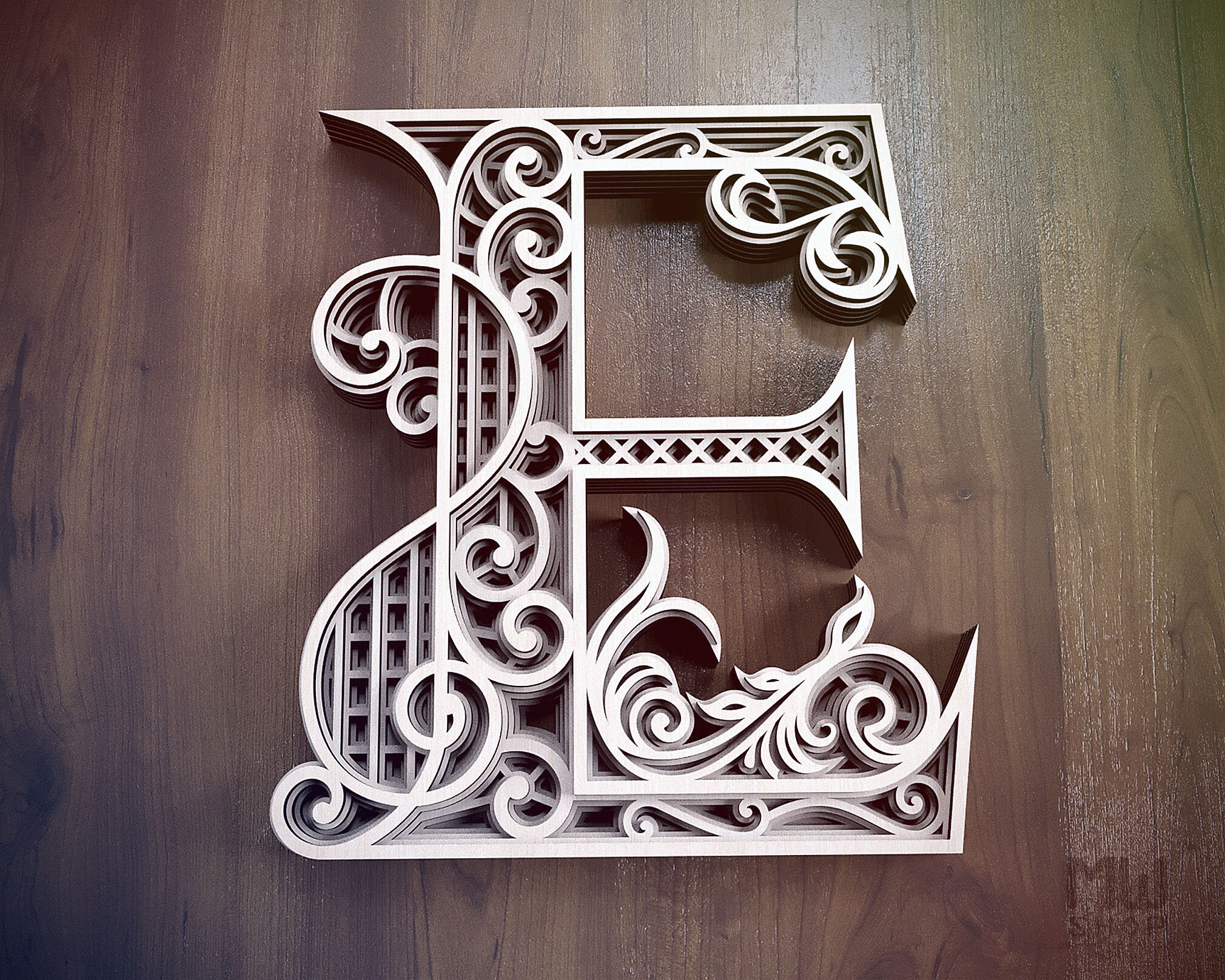 Layered Letter E DXF Alphabet Buchstabe E Wand Kunst Etsy
