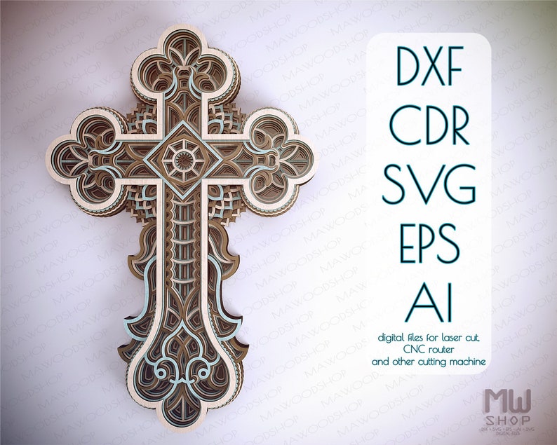 Download Cr20 Layered Cross DXF Cross Cricut Cross Svg Laser Cut | Etsy