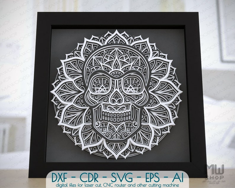 Download M163 Layered Skull Mandala SVG Skull Mandala For Cutting ...