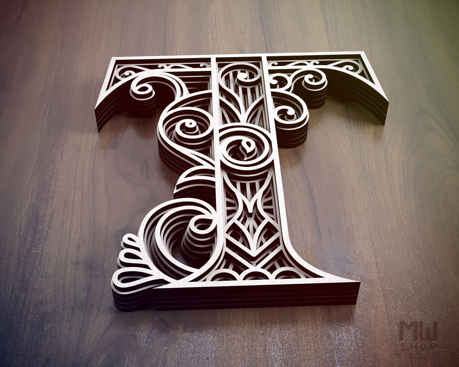 Layered Letter T DXF Alphabet Letter T Wall Art Multilayer Etsy