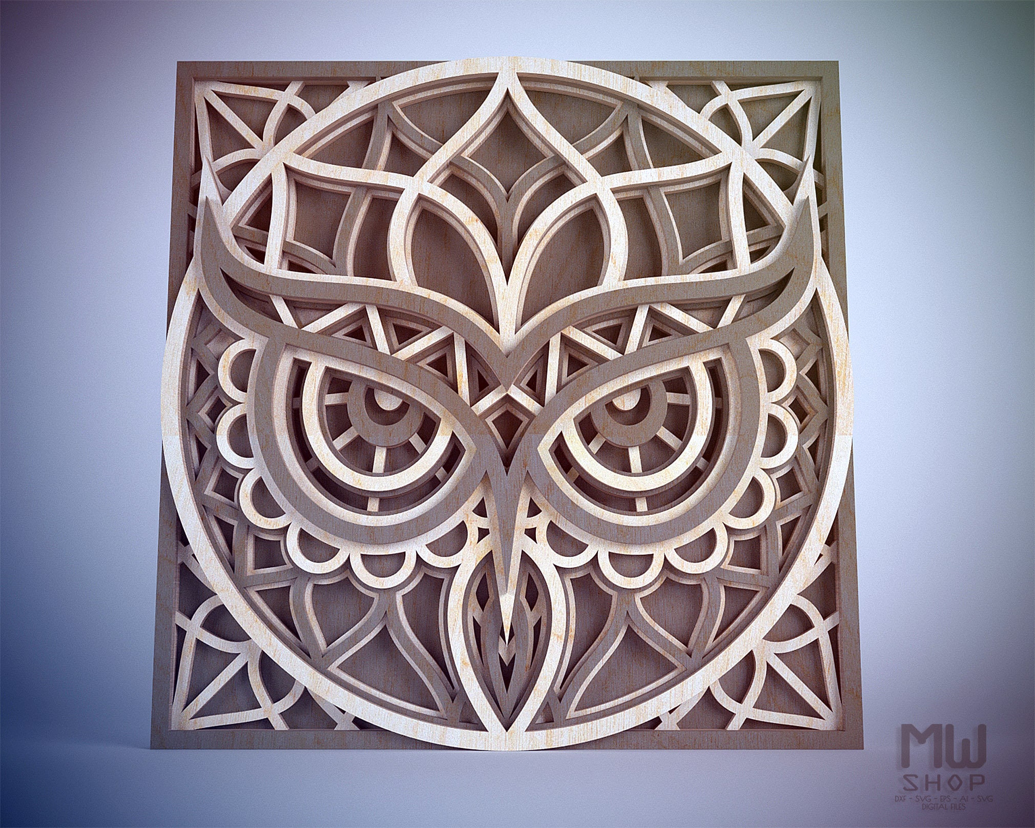 S36 Scroll Saw Mandala Pattern Scroll Saw Owl Pattern Etsy